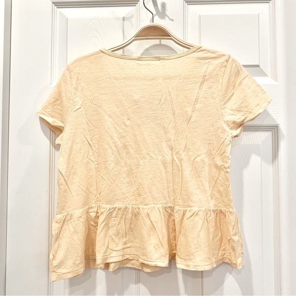 Cream Tie-Front Babydoll Peplum Short-Sleeve Tee Top​ - Picture 3 of 3